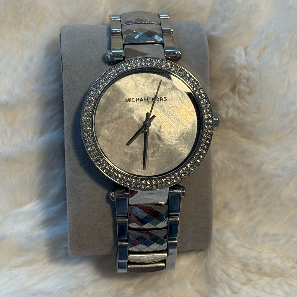 Michael Kors Silver Watch with Crystal Accents